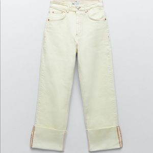 NWT ZARA WIDE LEG TURN UP JEANS